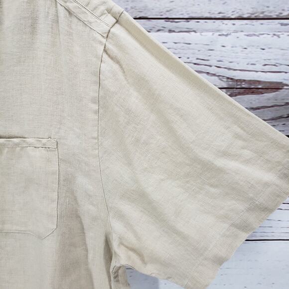 Neiman Marcus Men's Beige 100%Linen Button Down Short Sleeve Shirt Size XXL - Picture 5 of 13